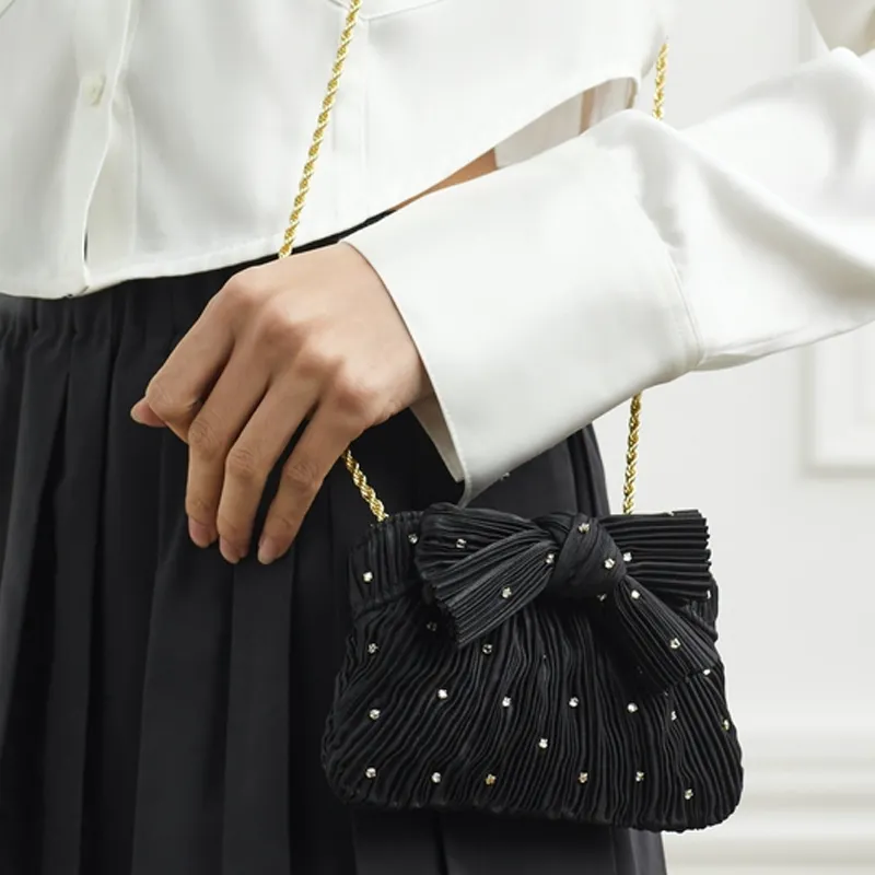 Loeffler Randall Polyester Jacquard One Shoulder Crossbody Clutches Medium Size Women's Black-3