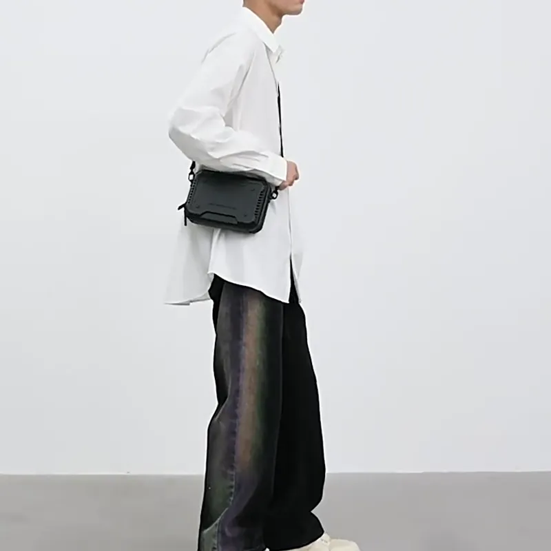 URBAN REVIVO Acrylic Plastic Shoulder Bag, Crossbody Bag Men's White-7
