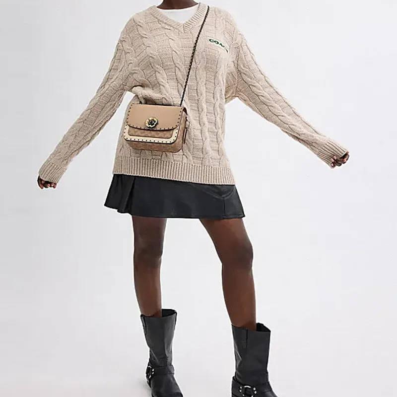 COACH Madison Cow Leather With Artificial Leather Crossbody Bag, Shoulder Bag Trumpets Women's Taupe-3