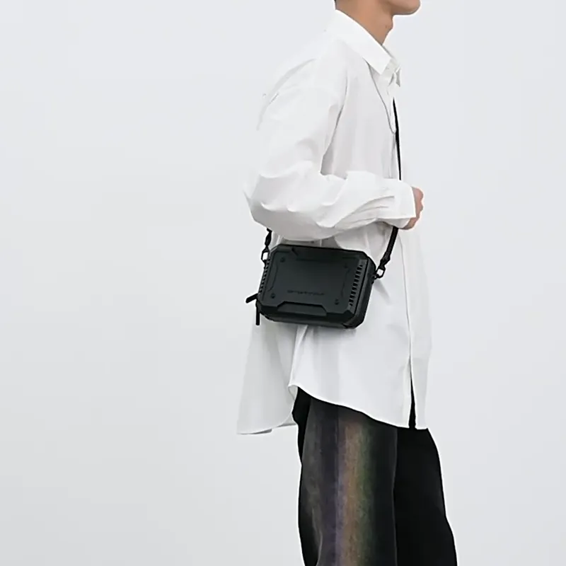 URBAN REVIVO Acrylic Plastic Shoulder Bag, Crossbody Bag Men's White-6