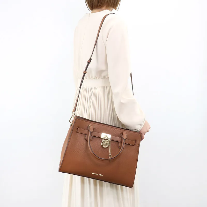 MICHAEL KORS Leather Lockable Bag, Crossbody Bag, One Shoulder Handbag Medium Size Women's Leather Brown-3