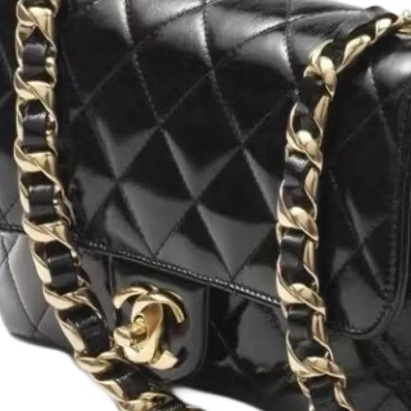 CHANEL Bright Sheepskin Crossbody Bag, Shoulder Bag Mini Women's Dark Gray-3