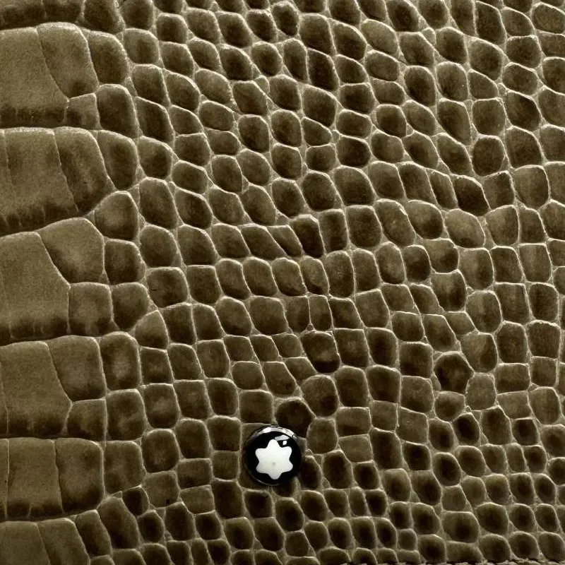 MONTBLANC Crocodile Pattern Cow Leather Leather Clip Wallet Men's Dark Beige-3