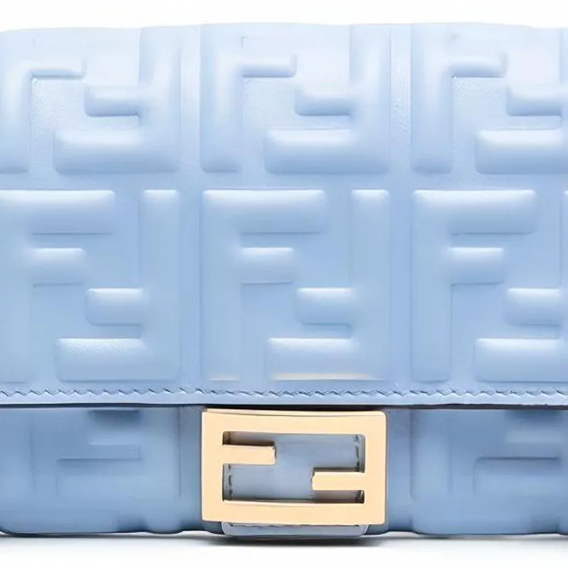 FENDI Baguette Nappa Leather Baguette Bag Wallet, Shoulder Bag, Crossbody Bag Women's Blue-2