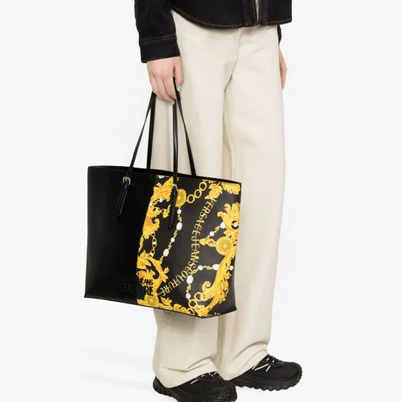 VERSACE JEANS COUTURE Baroque Pattern Open Top Tote Bag-3