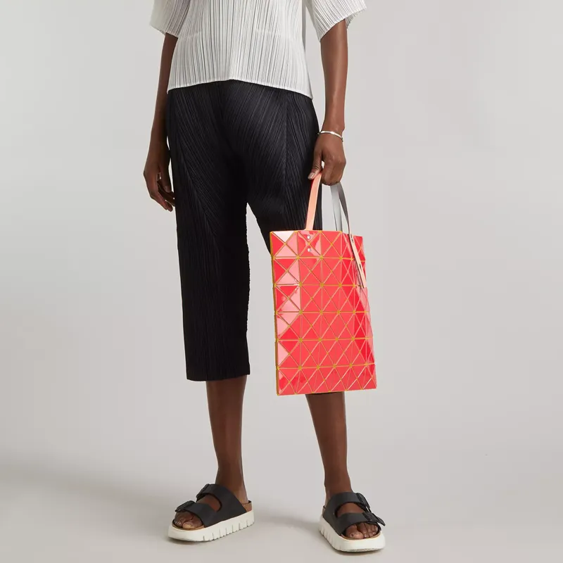 ISSEY MIYAKE PVC Handbag Shoulder Bag Women's Red & Coral Pink-3