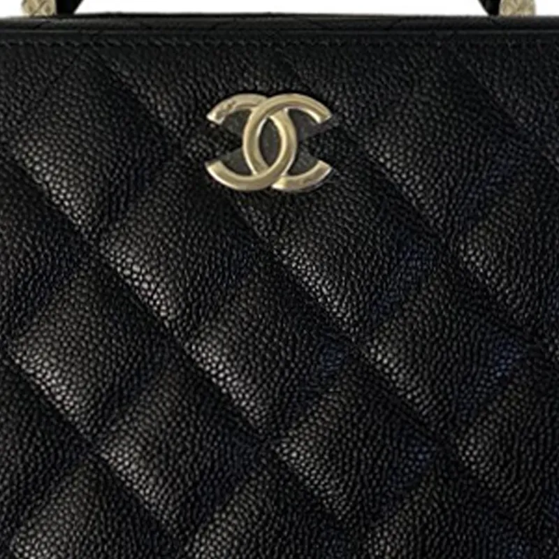 CHANEL Caviar Calfskin Box Bag, One Shoulder Handbag, Crossbody Bag, Makeup Bag Women's Black-3