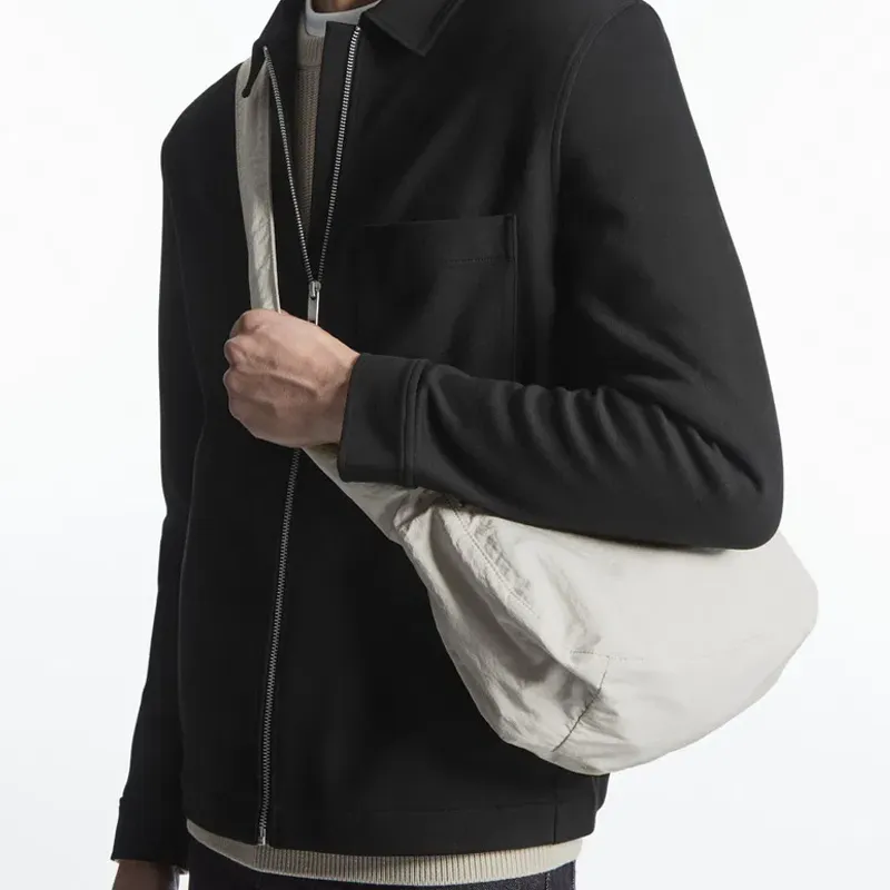COS Polyamide Saddle Bag, Shoulder Bag, Crossbody Bag Regular Unisex Light Gray-2