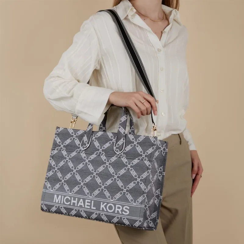 MICHAEL KORS Gigi Fabric Tote Bag, Shopping Bag, Shoulder Bag, Crossbody Bag, Handbag Tubas Women's Black-3