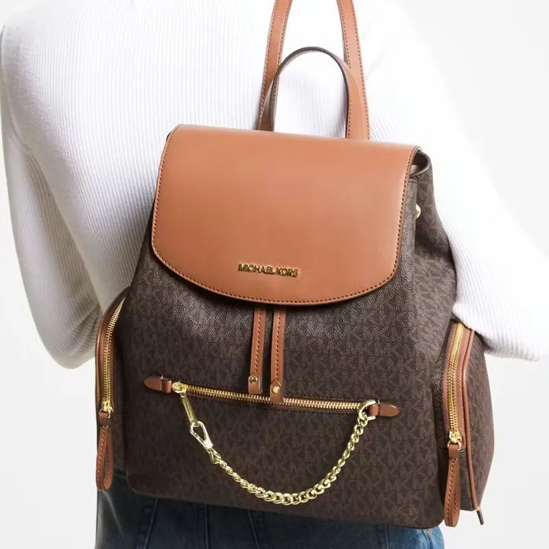 MICHAEL KORS Jet Set Coated Canvas With Polyester And Polyurethane Backpack Tubas Women's Brown-4