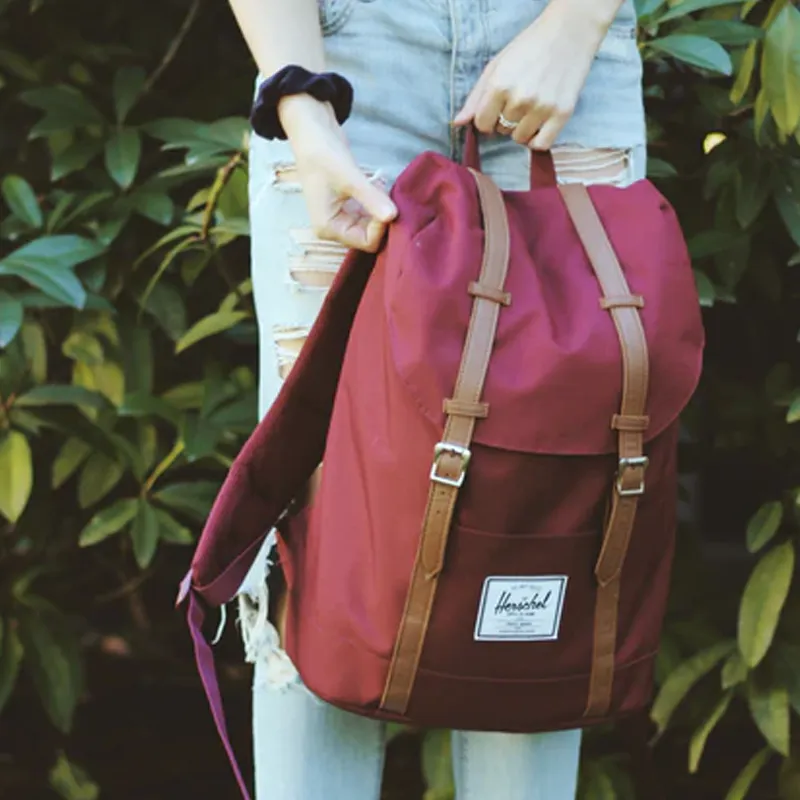 Herschel Water Repellent Fabric Travel Bag Backpack Tubas Unisex Retreat Dark Red-3