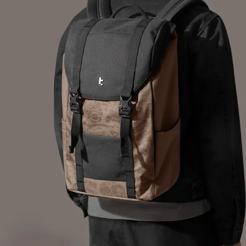 Tomtoc Nylon Fabric Backpack Tubas Unisex Brown-4