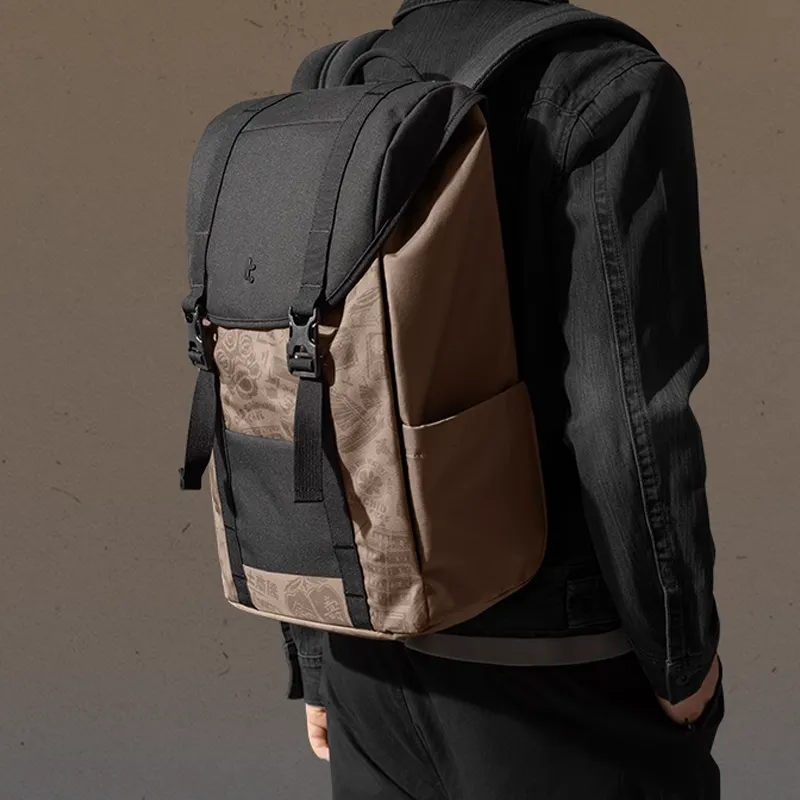 Tomtoc Nylon Fabric Backpack Tubas Unisex Brown-3