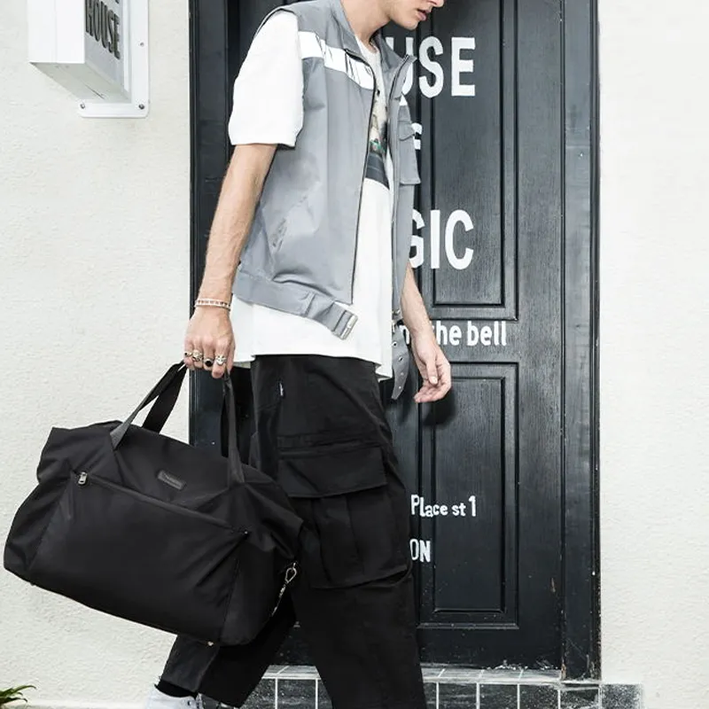 OIWAS Fabric Travel Bag, Luggage Bag, One Shoulder Handbag Regular Men's Black-2