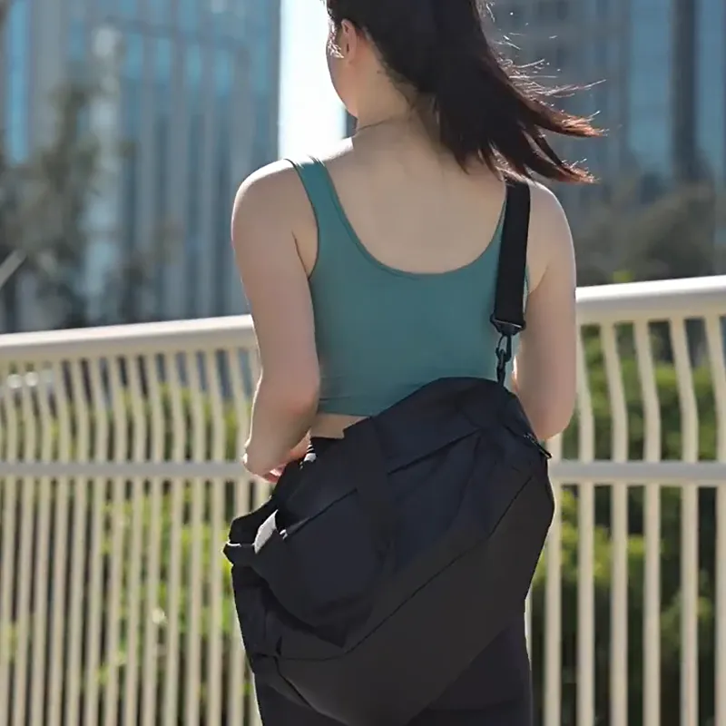 Anta Fabric Portable One Shoulder Backpack, Travel Bag Regular Unisex Basic Black-4