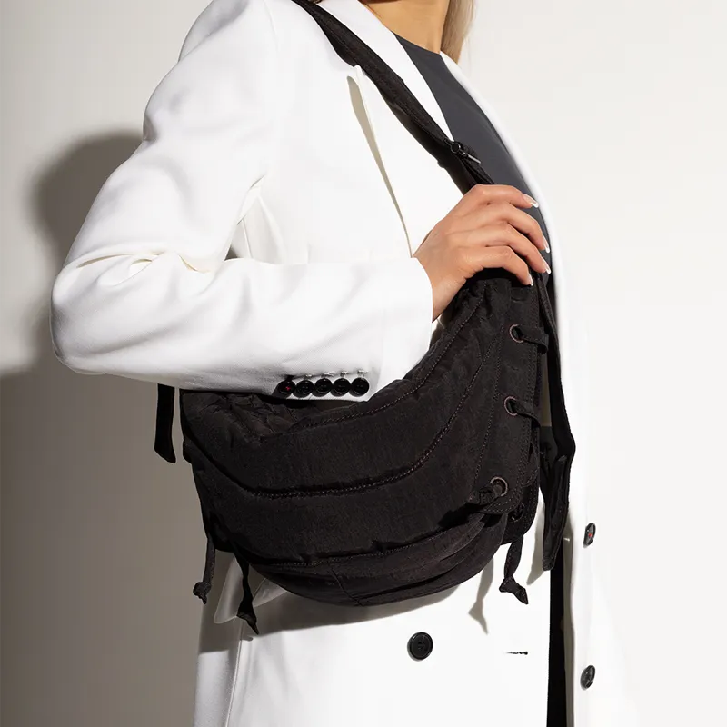 Lemaire Polyamide Croissant Bag, Handbag, Shoulder Bag, Crossbody Bag Small Size Unisex Black-4