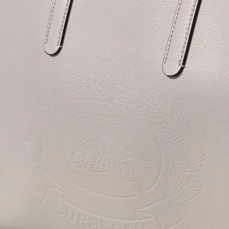 Burberry Vintage Cow Leather Tote Bag Shopping Bag Shoulder Bag Handbag Large Size Women's Khaki-3