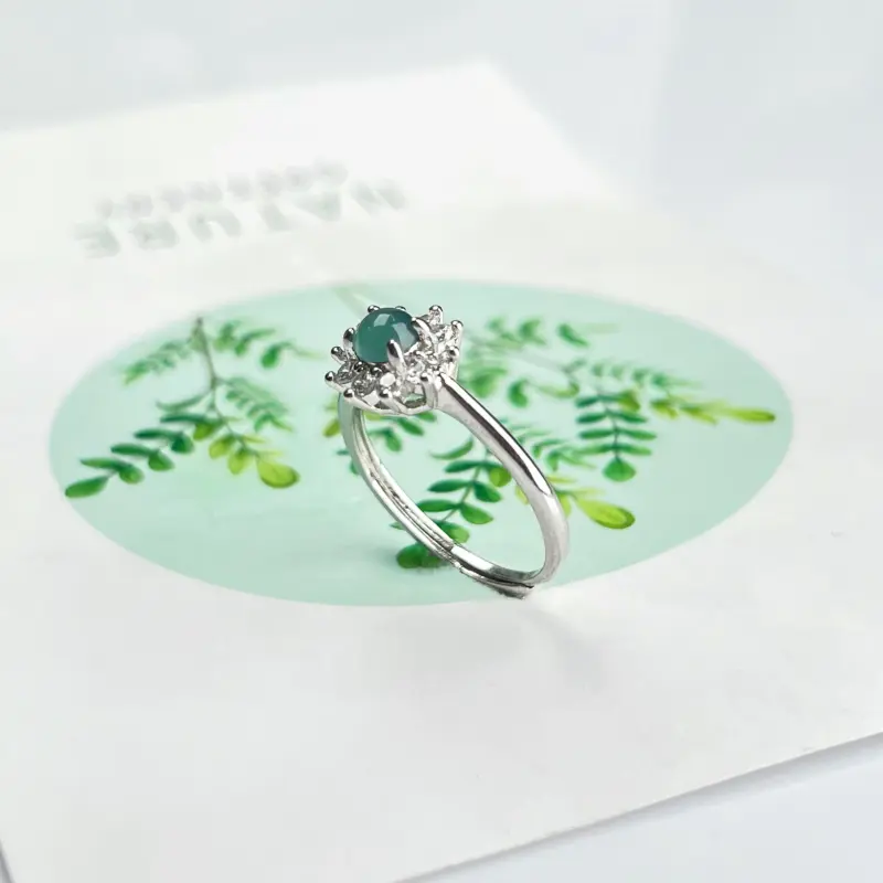 WENFUGE Bean Type Jadeite Rings Unisex-1