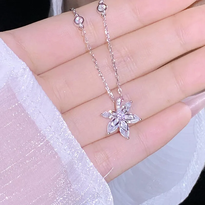 Di Su Xing 925 Sterling Silver Zircon Necklaces Women's-1