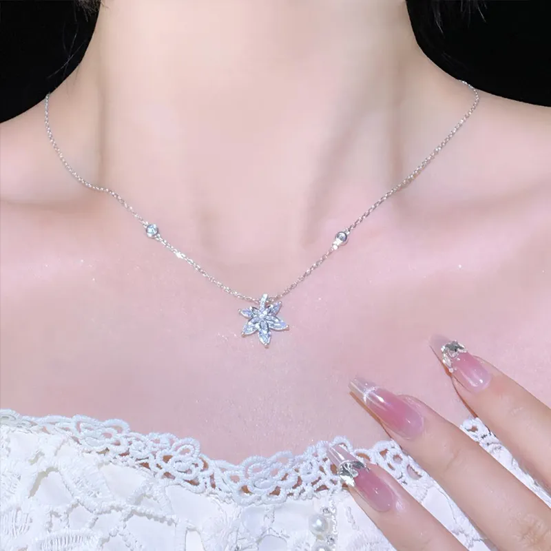 Di Su Xing 925 Sterling Silver Zircon Necklaces Women's-2