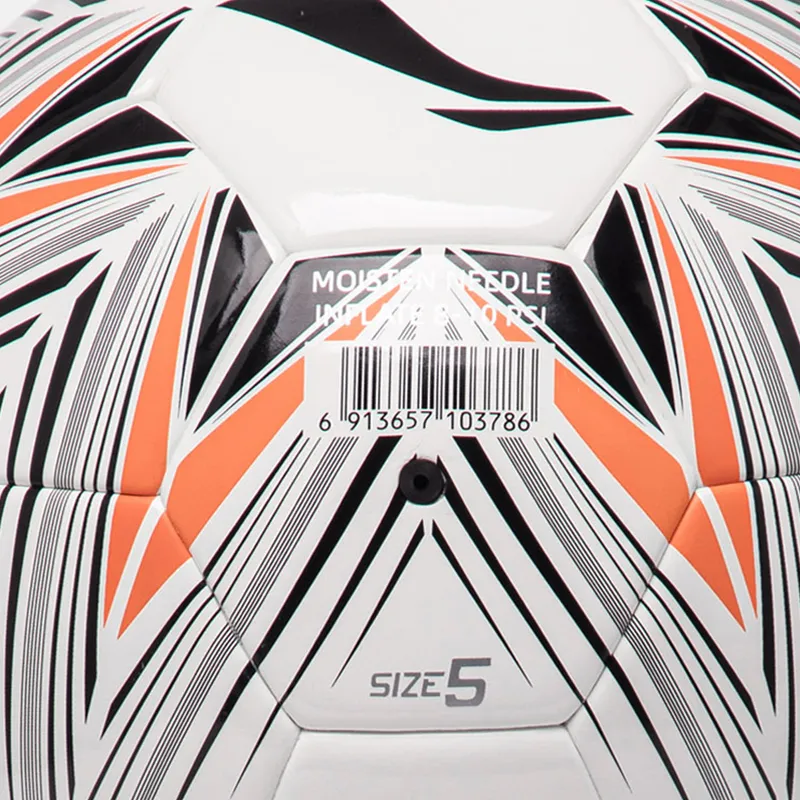 LINING YOUNG Football Size 5 Soccer TPU Machine Stitched Soccer Ball Kids' White Black-4