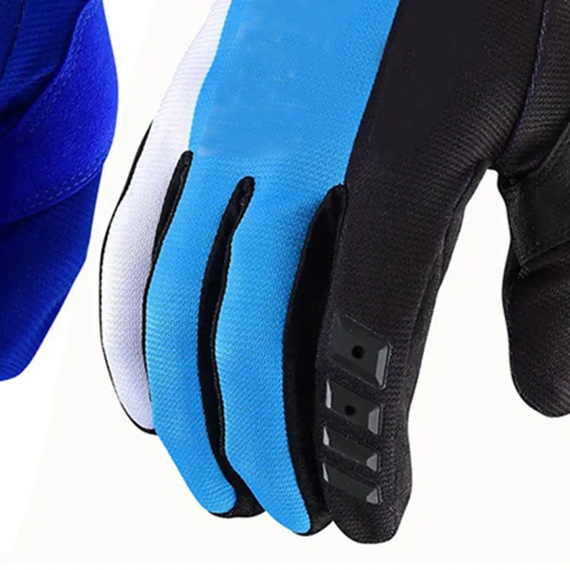 GXT Riding Equipment Cycling Glove Palm Microfiber Back Of Hand Twill Red Blue Black Blue-3