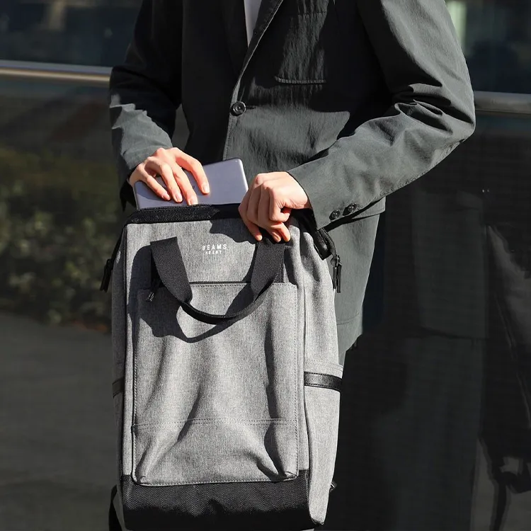 Beams Polyester Backpack Men's Charcoal Gray-8