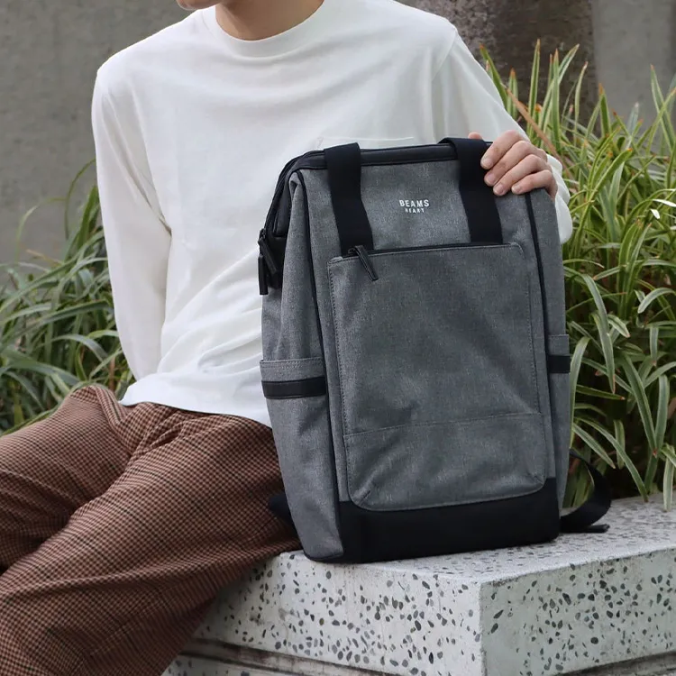 Beams Polyester Backpack Men's Charcoal Gray-6
