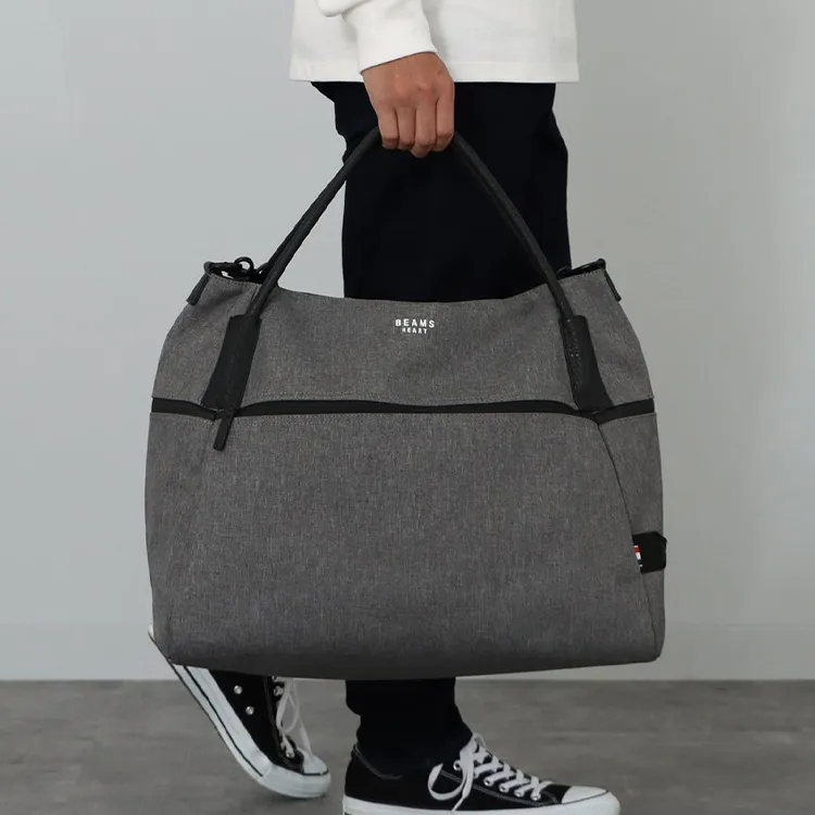 Beams Polyester Gym Bag, Shoulder Bag, Crossbody Bag, Handbag Men's Gray-8
