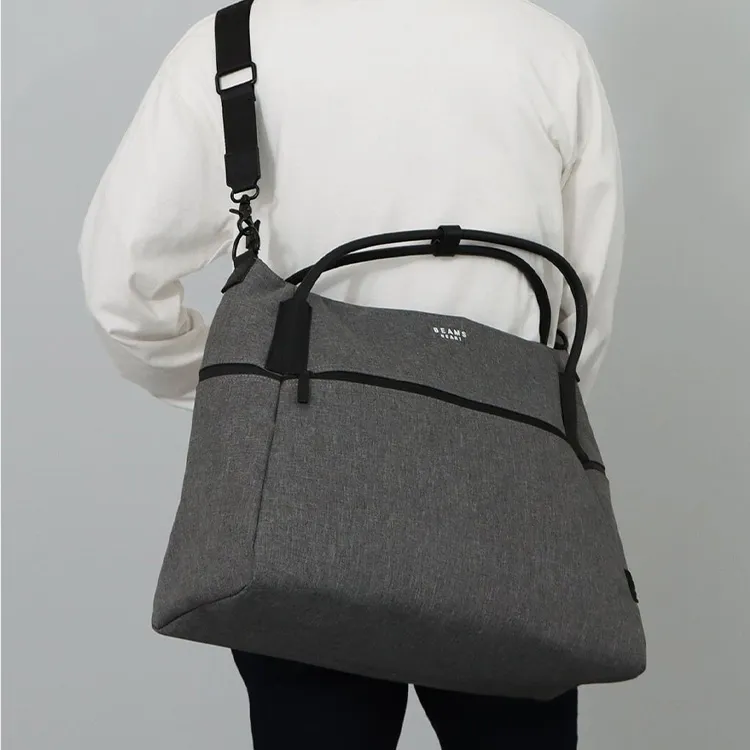 Beams Polyester Gym Bag, Shoulder Bag, Crossbody Bag, Handbag Men's Gray-6