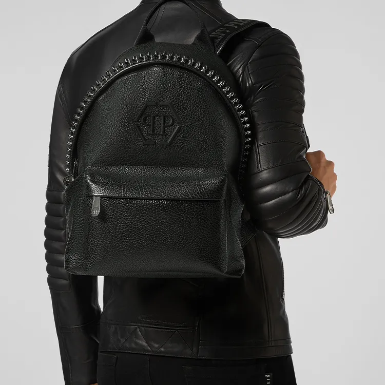 PHILIPP PLEIN Calfskin Backpack Regular Unisex Black-4