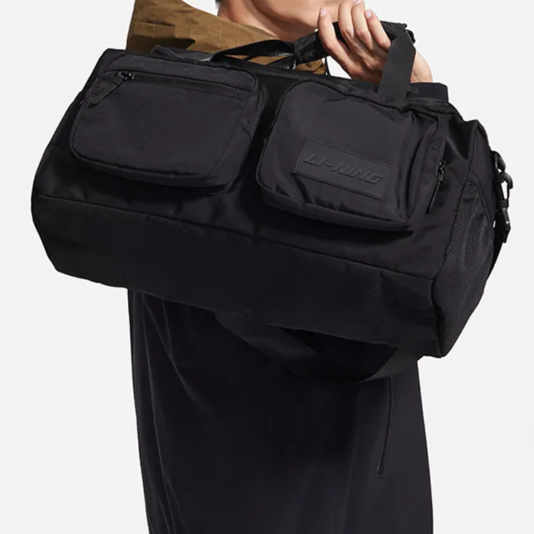LiNing Sports Life Collection Fabric Bucket Bag, Gym Bag, Shoulder Bag, Crossbody Bag, Handbag, Travel Bag Unisex Black-2