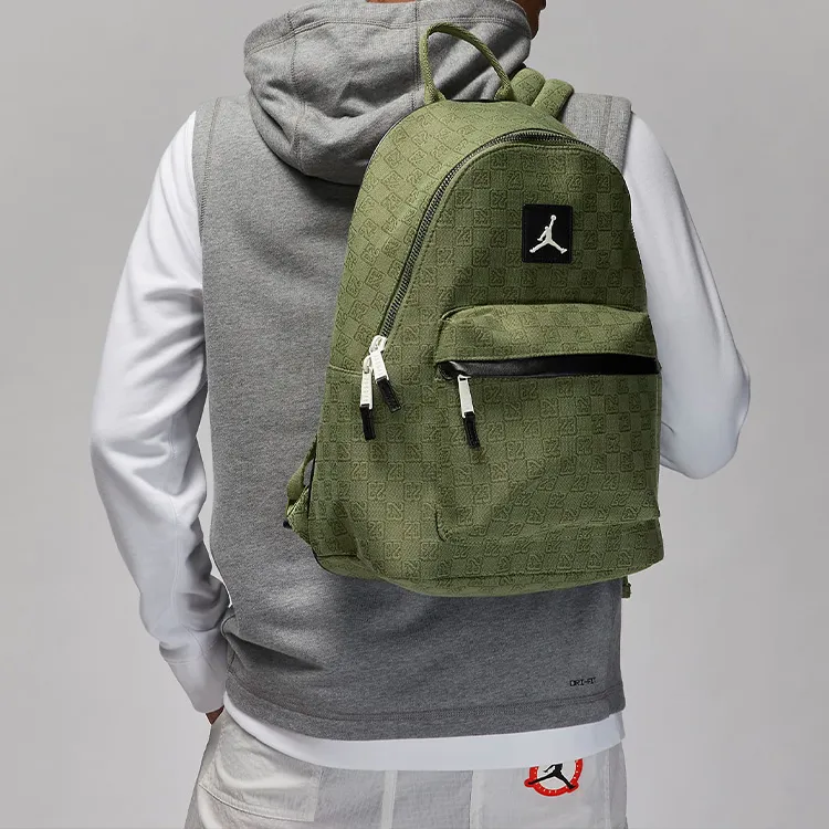 Jordan Cotton With Polyester Backpack Large Size Unisex Olive Green-4