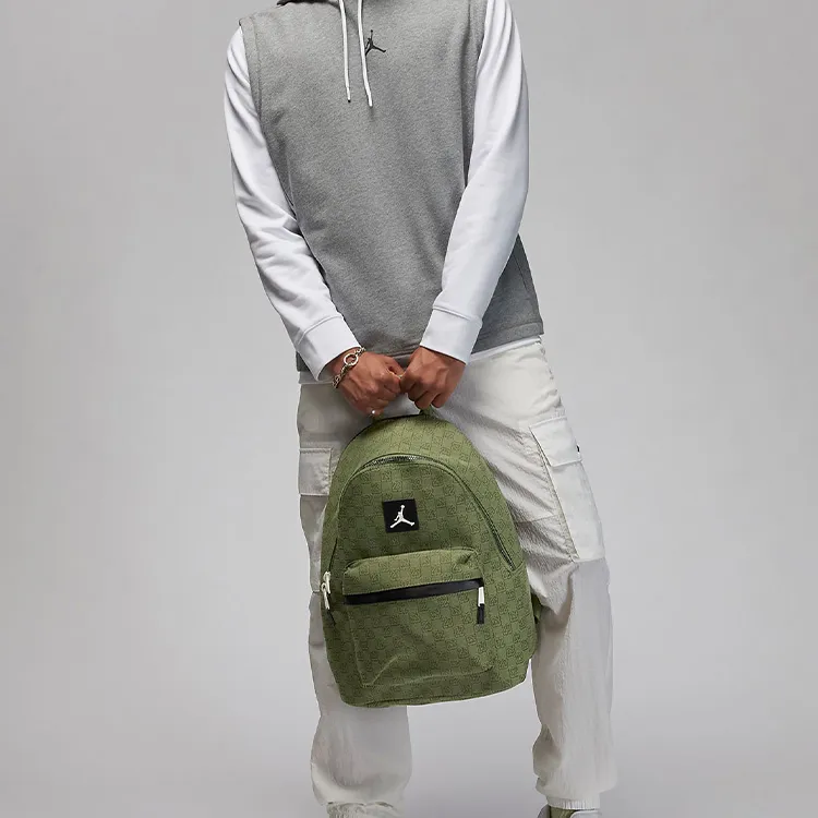 Jordan Cotton With Polyester Backpack Large Size Unisex Olive Green-5