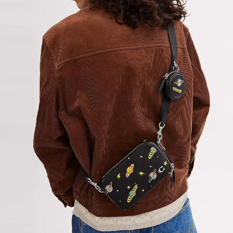 COACH Charter Pebble Leather Combo Bag, Shoulder Bag, Crossbody Bag Trumpets Women's Black-4