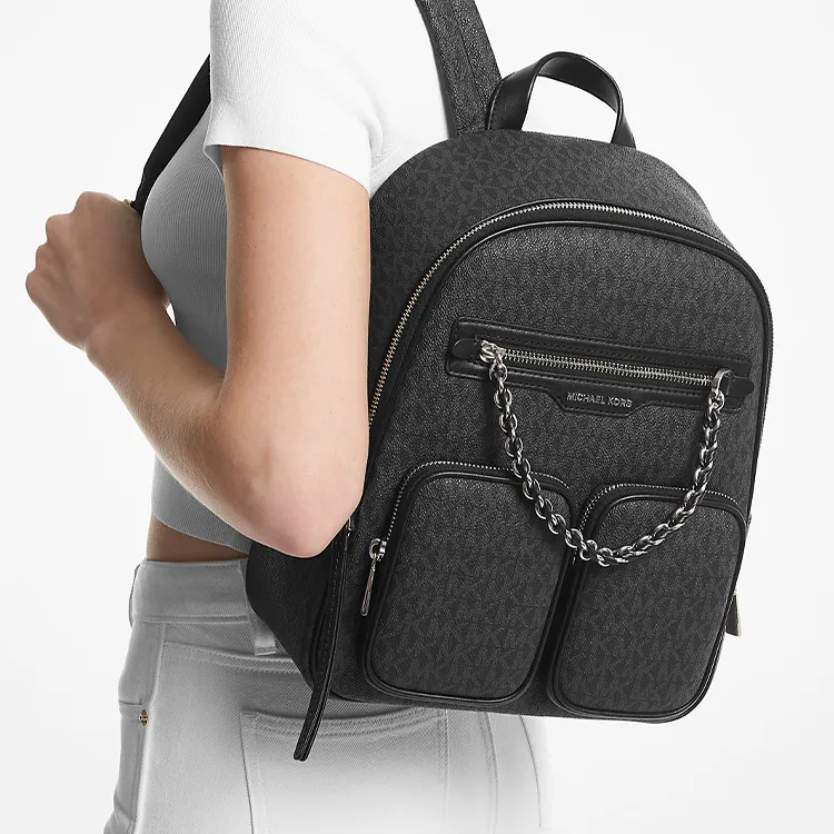 MICHAEL KORS Canvas Backpack Medium Size Women's Black-4