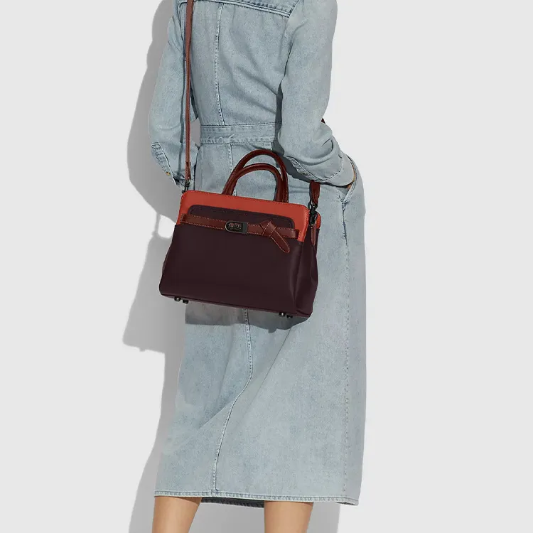 COACH Tate Leather One Shoulder Crossbody Portable Crossbody Bag Women's Deep Red Large Red-4