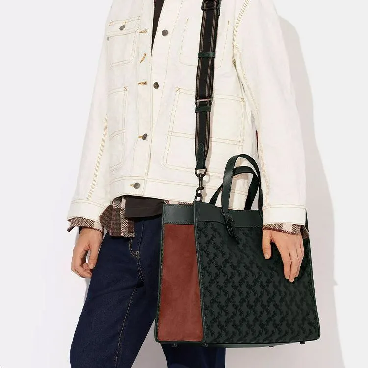COACH Field Cow Leather Tote Bag Shopping Bag Shoulder Bag Crossbody Bag Handbag Men's Army Green-3
