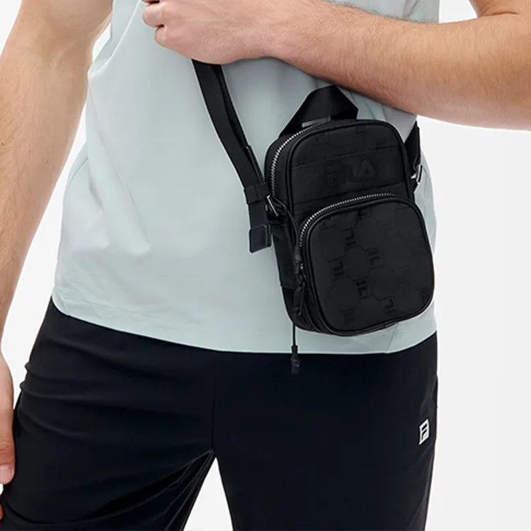 FILA Athletics Fabric, Synthetic Leather Crossbody Handbag Unisex Pure Black-2