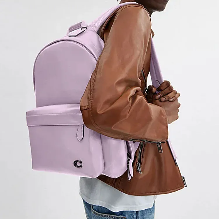 COACH Cow Leather Backpack Large Size Men's Soft Purple-4