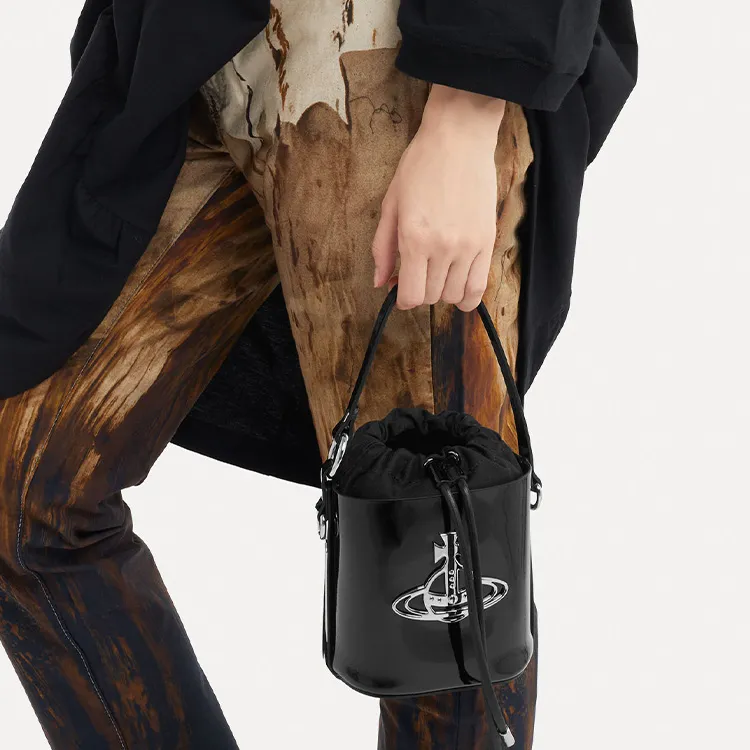 Vivienne Westwood DAISY Calfskin Shoulder Bag Crossbody Bag Handbag Women's Black-5