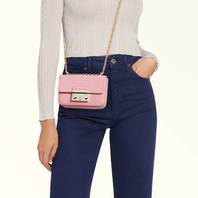 Furla Metropolis Collection Cow Leather Shoulder Bag Crossbody Bag Mini Women's Pink-4