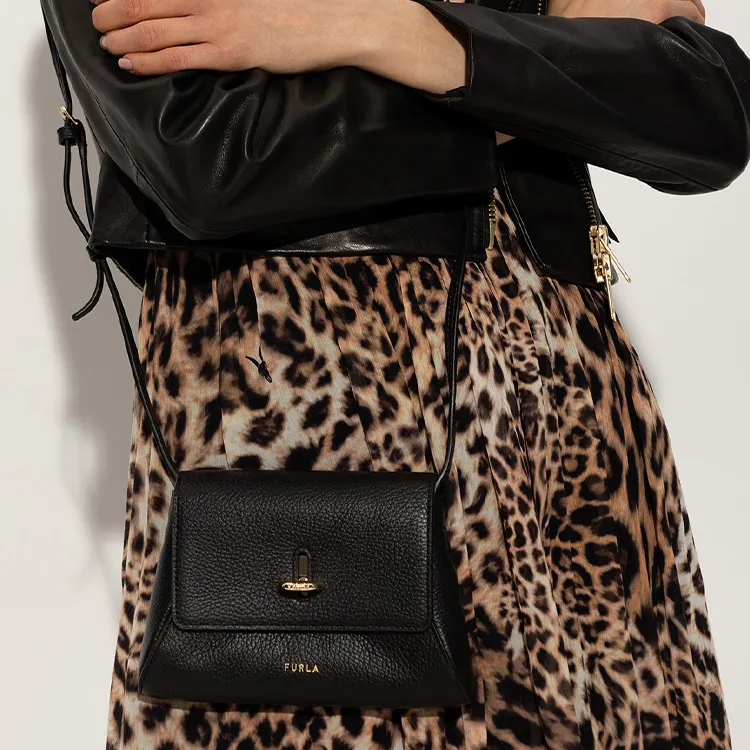 Furla Leather Shoulder Bag, Crossbody Bag Regular Women's Black-4