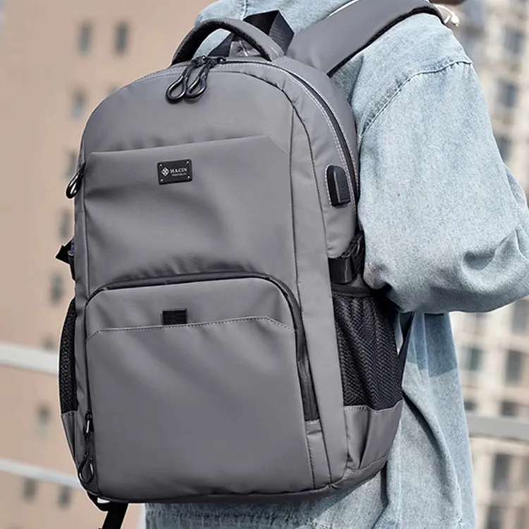 HACIN Oxford Backpack Regular Unisex Black/Gray-8