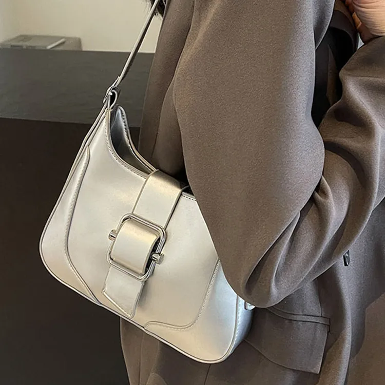 Duoluplo Doron Paul PU Shoulder Bag, Tote Bag, Shopping Bag, Crossbody Bag Regular Women's Silver/Ecru/Black/Coffee-3