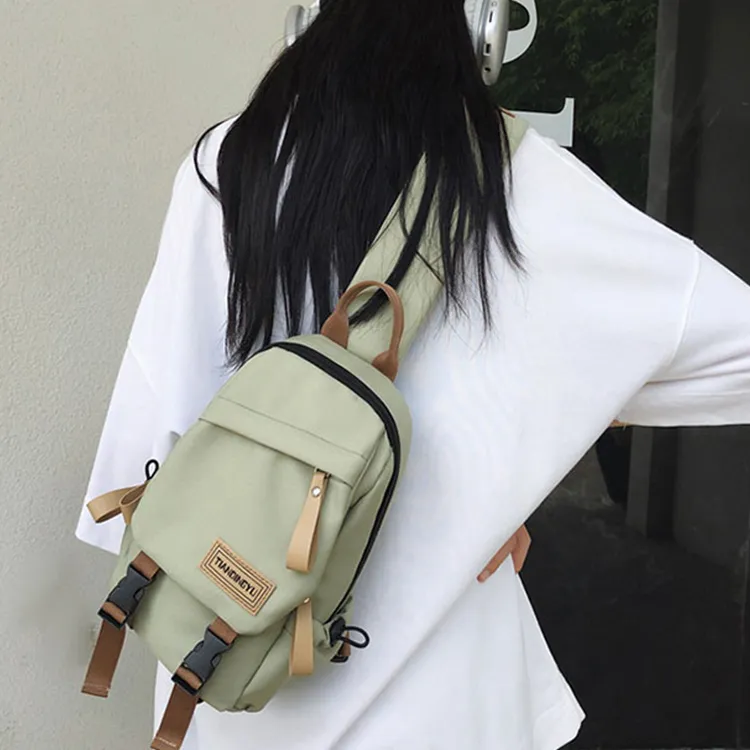 Duoluplo Doron Paul Nylon Shoulder Bag Backpack Crossbody Backpack Sling Bag Regular Unisex Black Khaki Green White-12