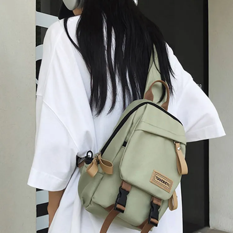 Duoluplo Doron Paul Nylon Shoulder Bag Backpack Crossbody Backpack Sling Bag Regular Unisex Black Khaki Green White-10