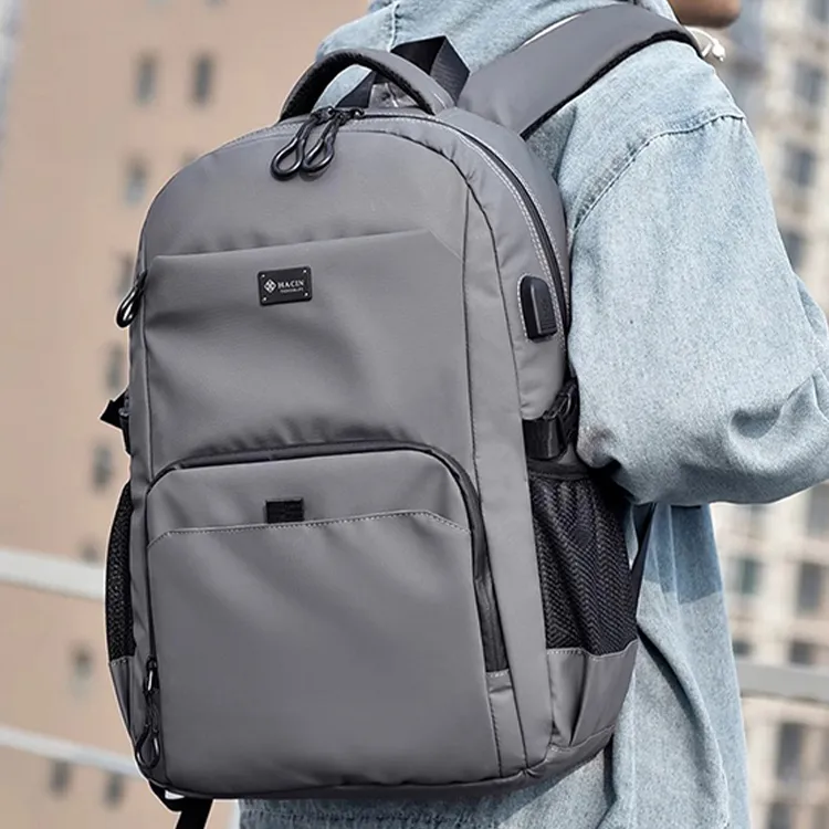 HACIN Oxford Backpack Regular Unisex Black/Gray-7