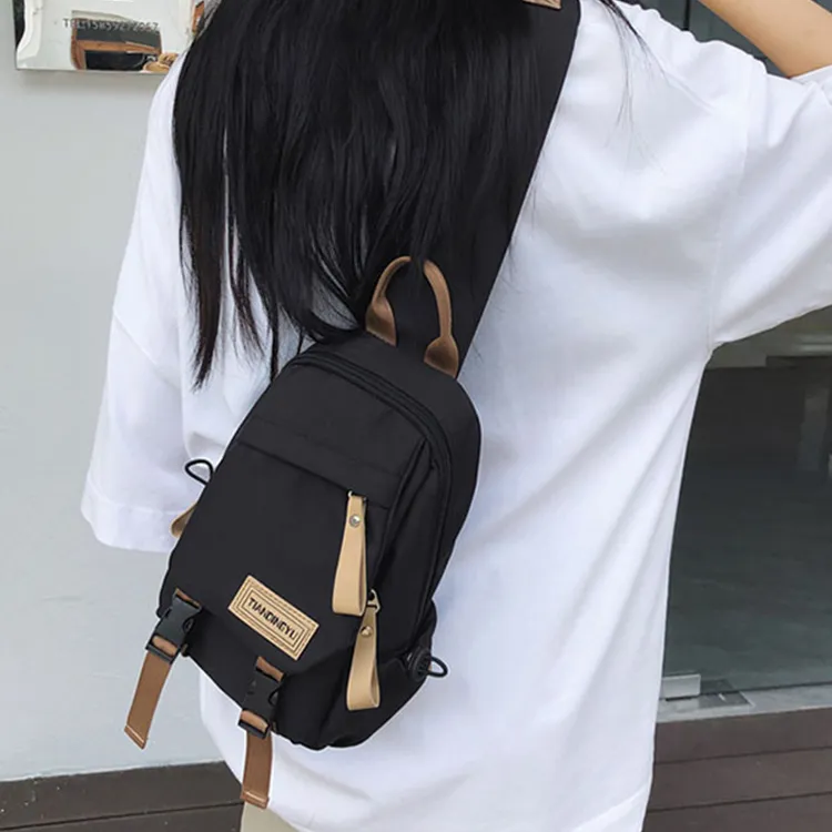 Duoluplo Doron Paul Nylon Shoulder Bag Backpack Crossbody Backpack Sling Bag Regular Unisex Black Khaki Green White-2