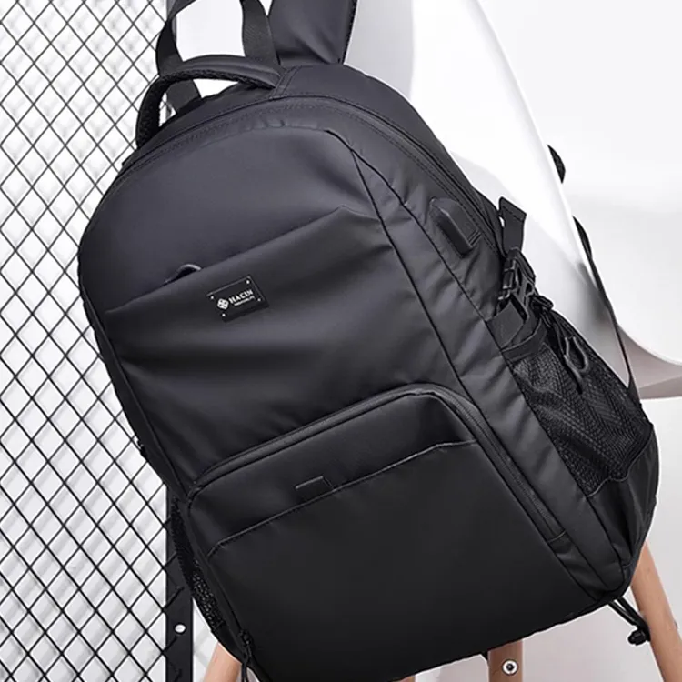 HACIN Oxford Backpack Regular Unisex Black/Gray-3